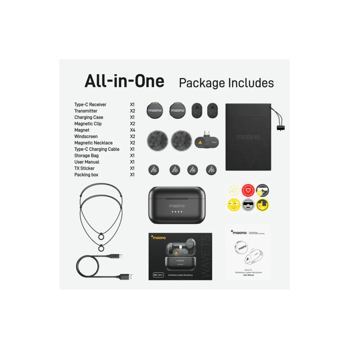 Maono Wave T5 PC2 Wireless/Type-C Receiver Microphone